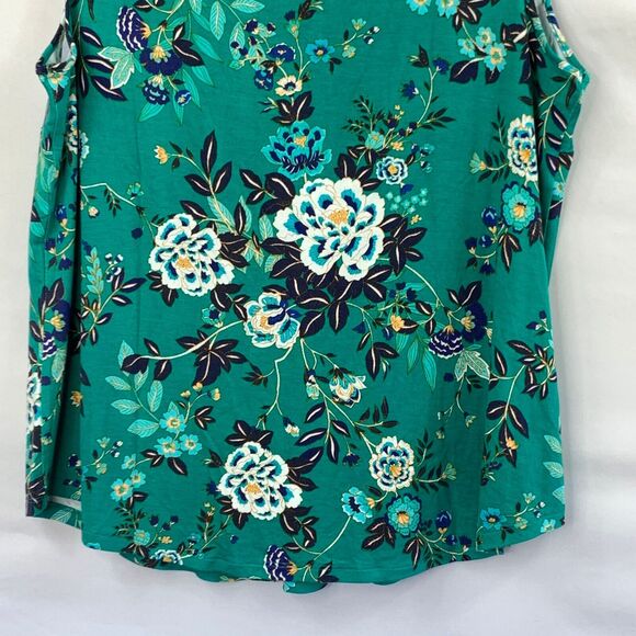 Daniel Rainn Tank Top Women 1X Green Floral Print Fantine Crochet Detail V Neck - Picture 9 of 14